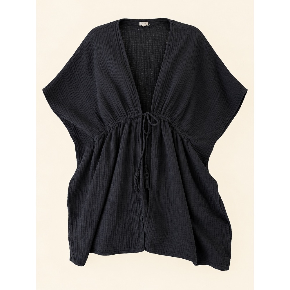 Aerie Gauze Tie Front Kimono Cover Up Women XS/S Black